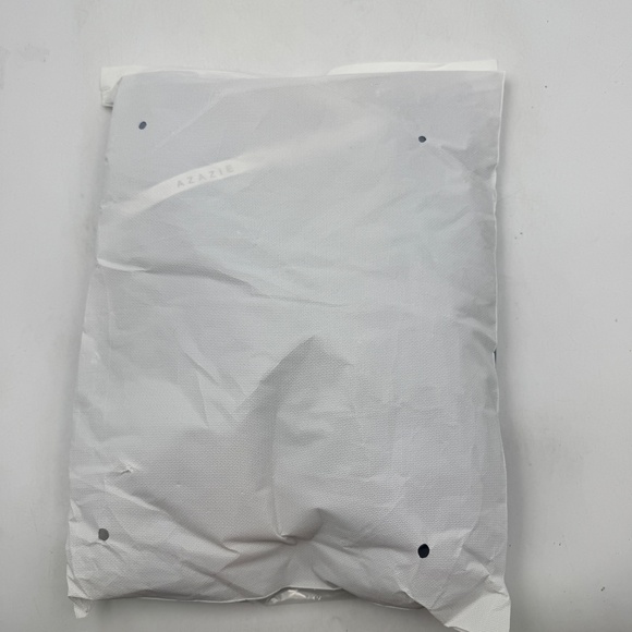 NEW AZAZIE EVERLY Stretch Dusty Blue Mermaid Off the Shoulder Stretch Satin - Picture 6 of 7